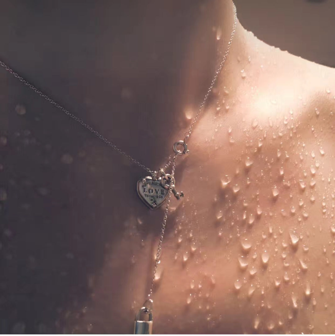 [Spark Jewels]KEY AND HEART SILVER NECKLACE