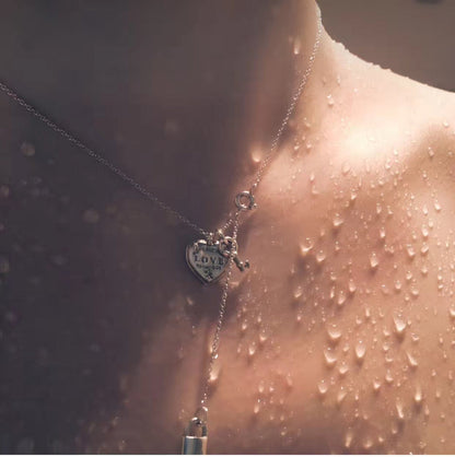 [Spark Jewels]KEY AND HEART SILVER NECKLACE