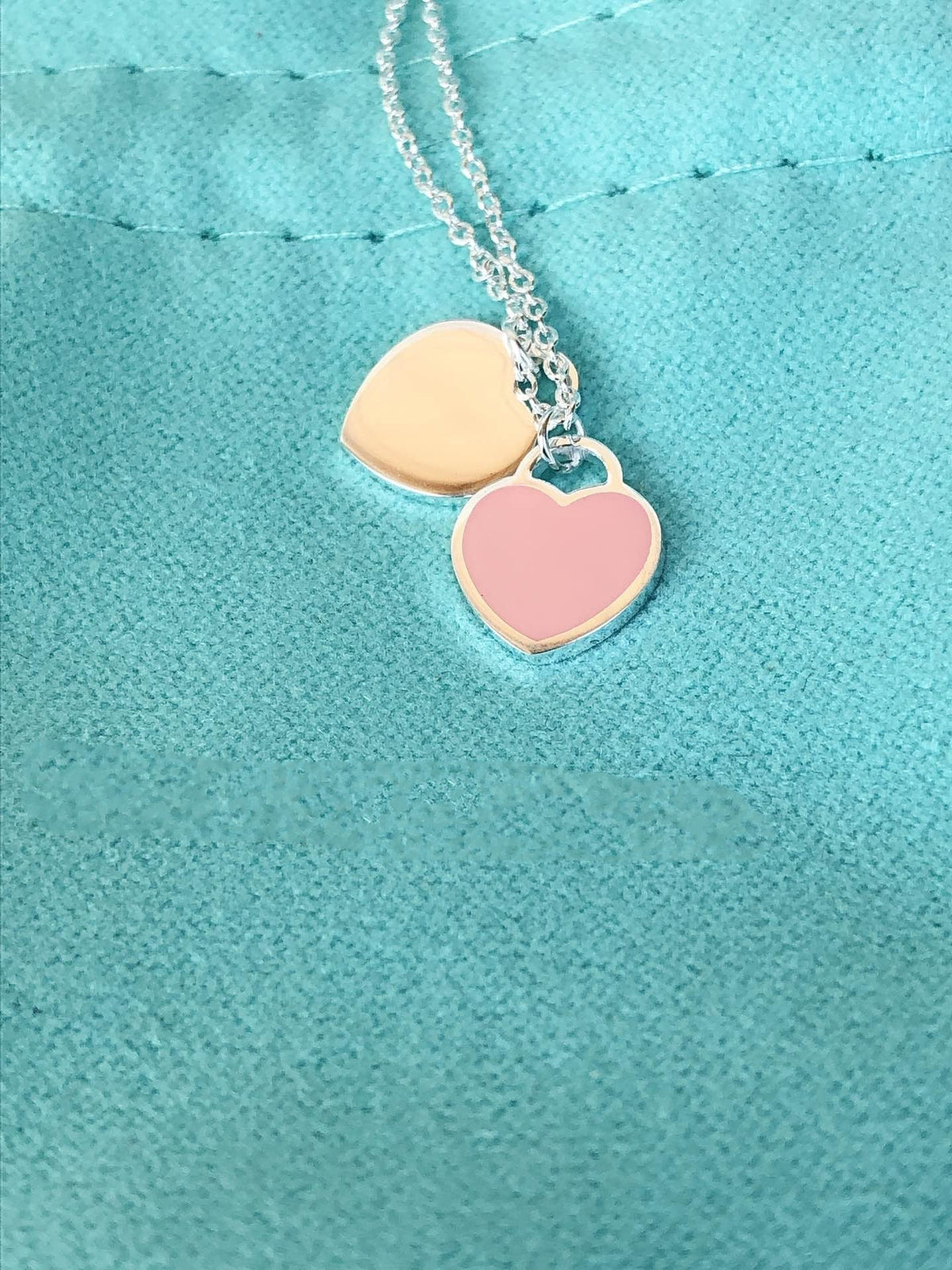 [Spark Jewels]DOUBLE HEART PEDANT SILVER NECKLACE