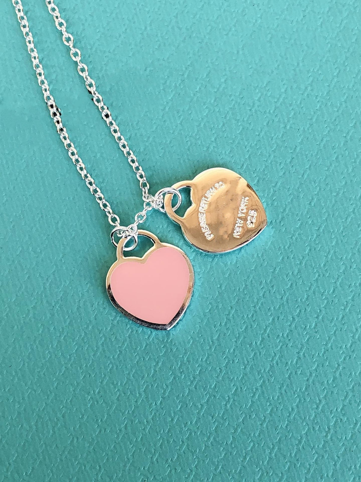 [Spark Jewels]DOUBLE HEART PEDANT SILVER NECKLACE
