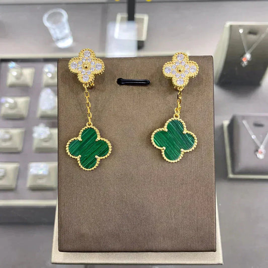 [⭐Aura]CLOVER  2 MOTIFS  DIAMOND  EARRINGS (MULTIPLE CHOICESç´