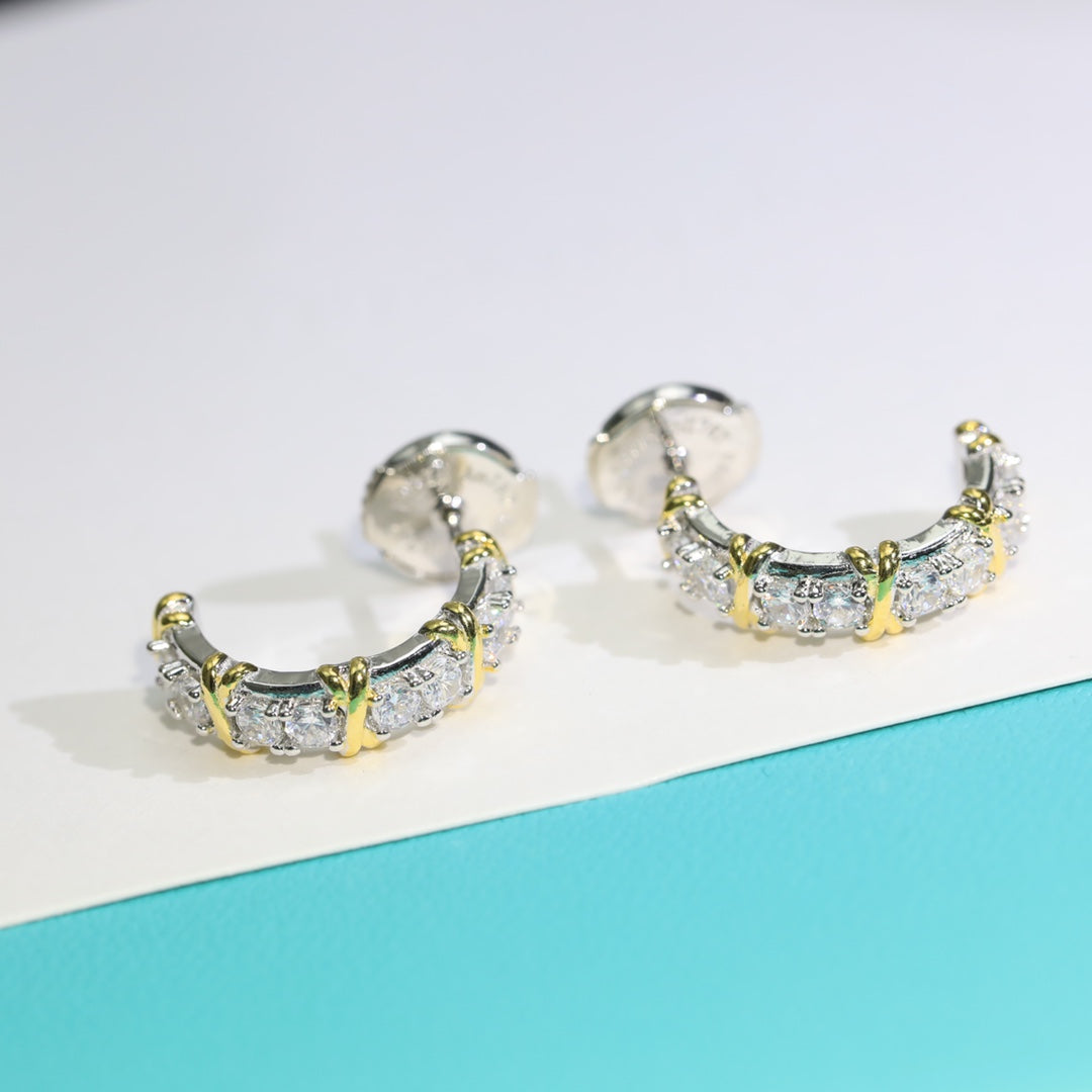 [Spark Jewels]TWENTY STONE HOOP GOLD EARRINGS