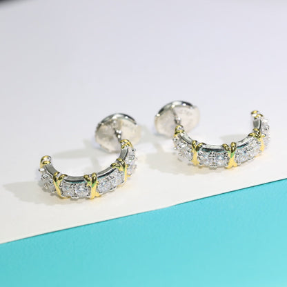 [Spark Jewels]TWENTY STONE HOOP GOLD EARRINGS