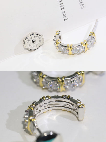 [Spark Jewels]TWENTY STONE HOOP GOLD EARRINGS