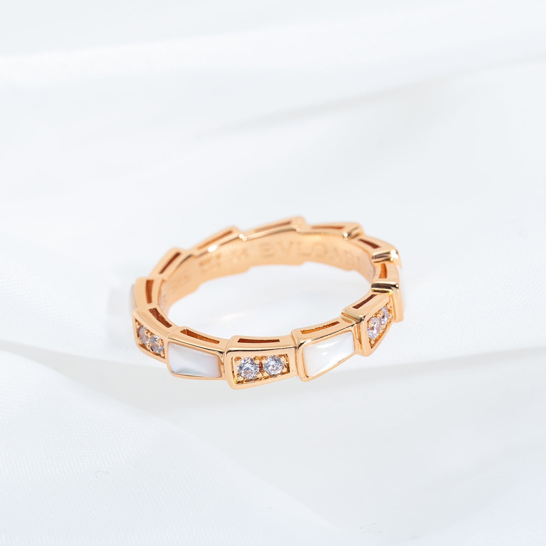 [⭐Spark]SERPENTI RING PINK GOLD DIAMOND MOP 3MM