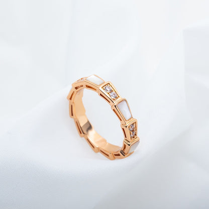 [⭐Spark]SERPENTI RING PINK GOLD DIAMOND MOP 3MM