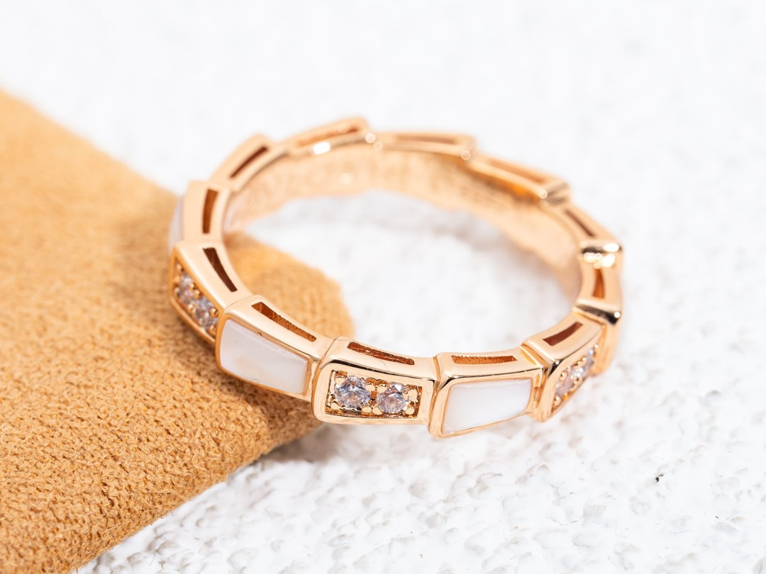 [⭐Spark]SERPENTI RING PINK GOLD DIAMOND MOP 3MM