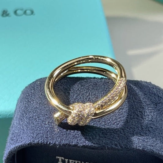 [Spark Jewels]KNOT RING DOUBLE ROW GOLD DIAMOND