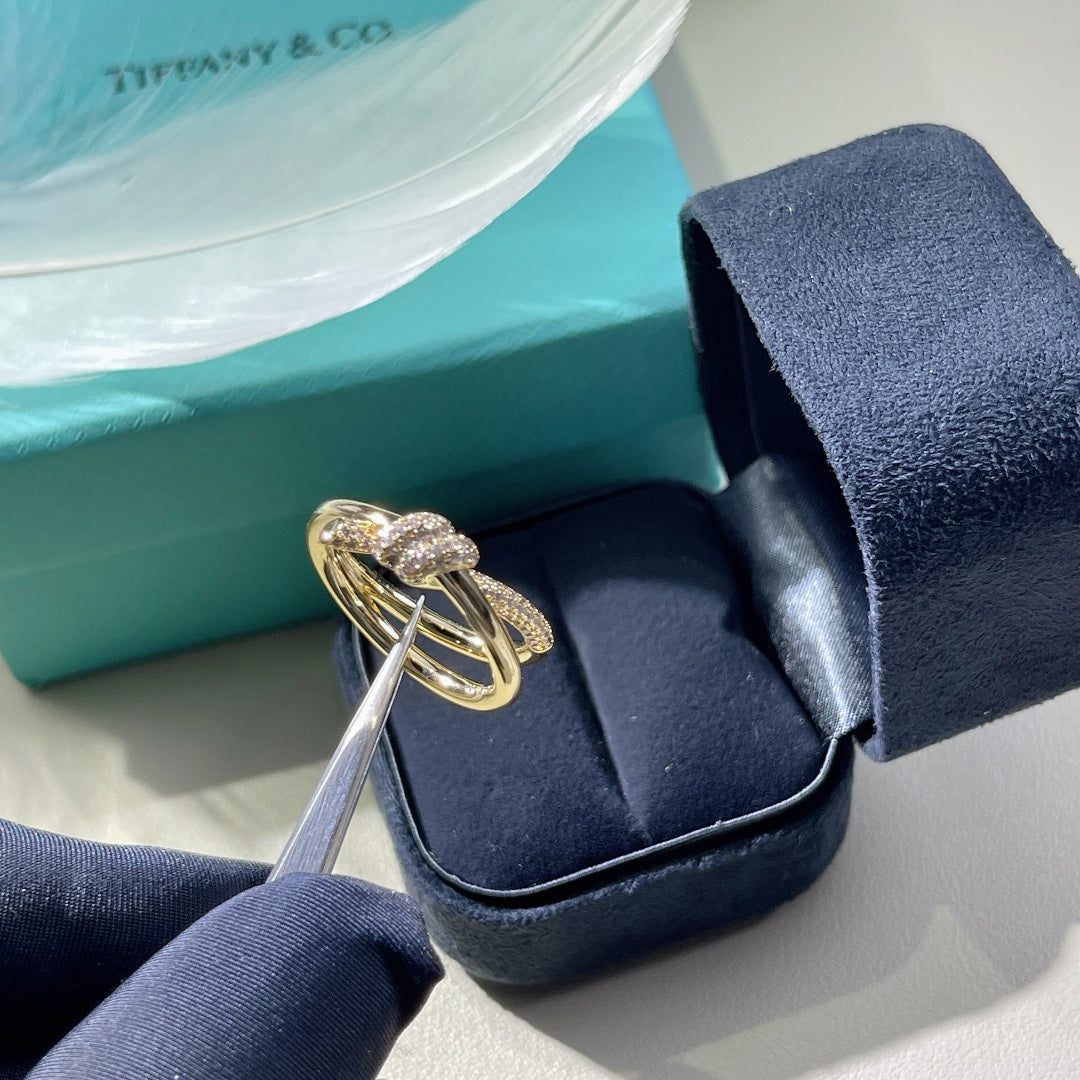 [Spark Jewels]KNOT RING DOUBLE ROW GOLD DIAMOND