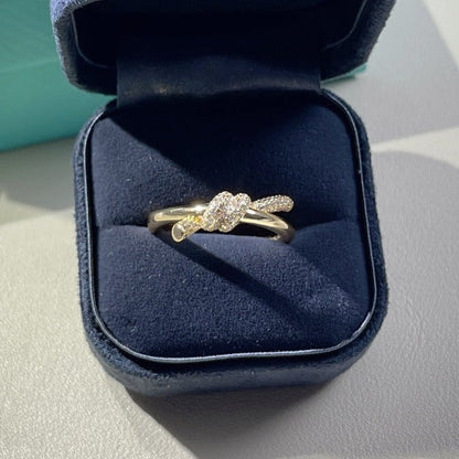 [Spark Jewels]KNOT RING DOUBLE ROW GOLD DIAMOND