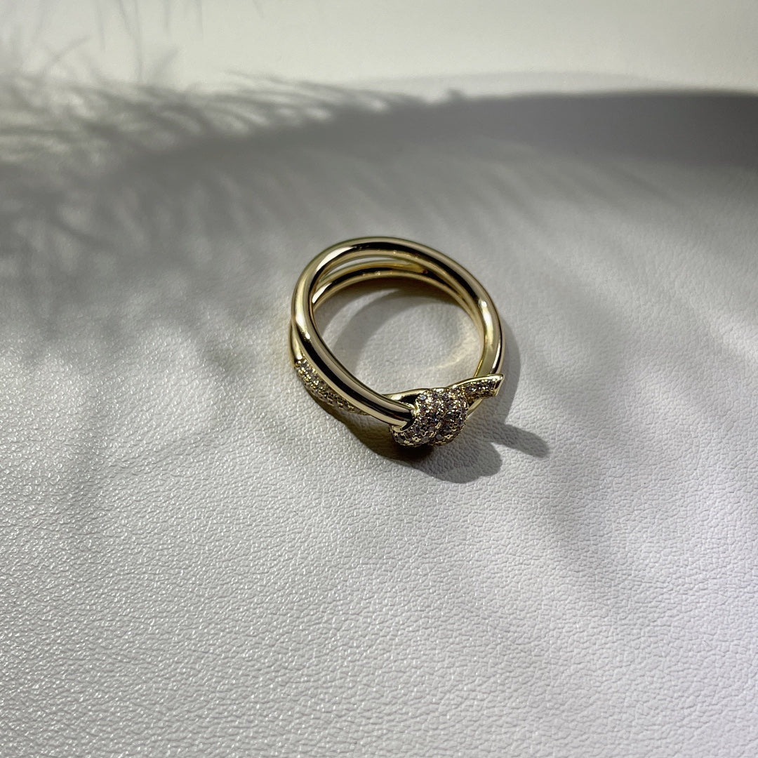 [Spark Jewels]KNOT RING DOUBLE ROW GOLD DIAMOND
