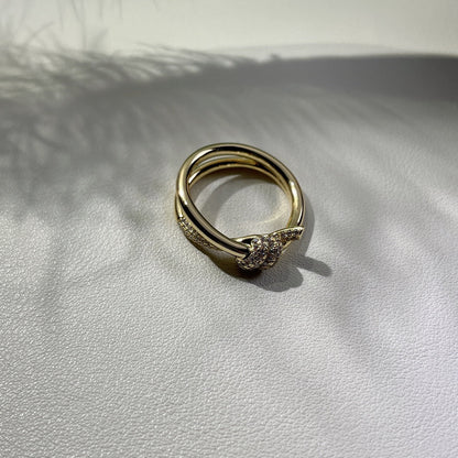 [Spark Jewels]KNOT RING DOUBLE ROW GOLD DIAMOND