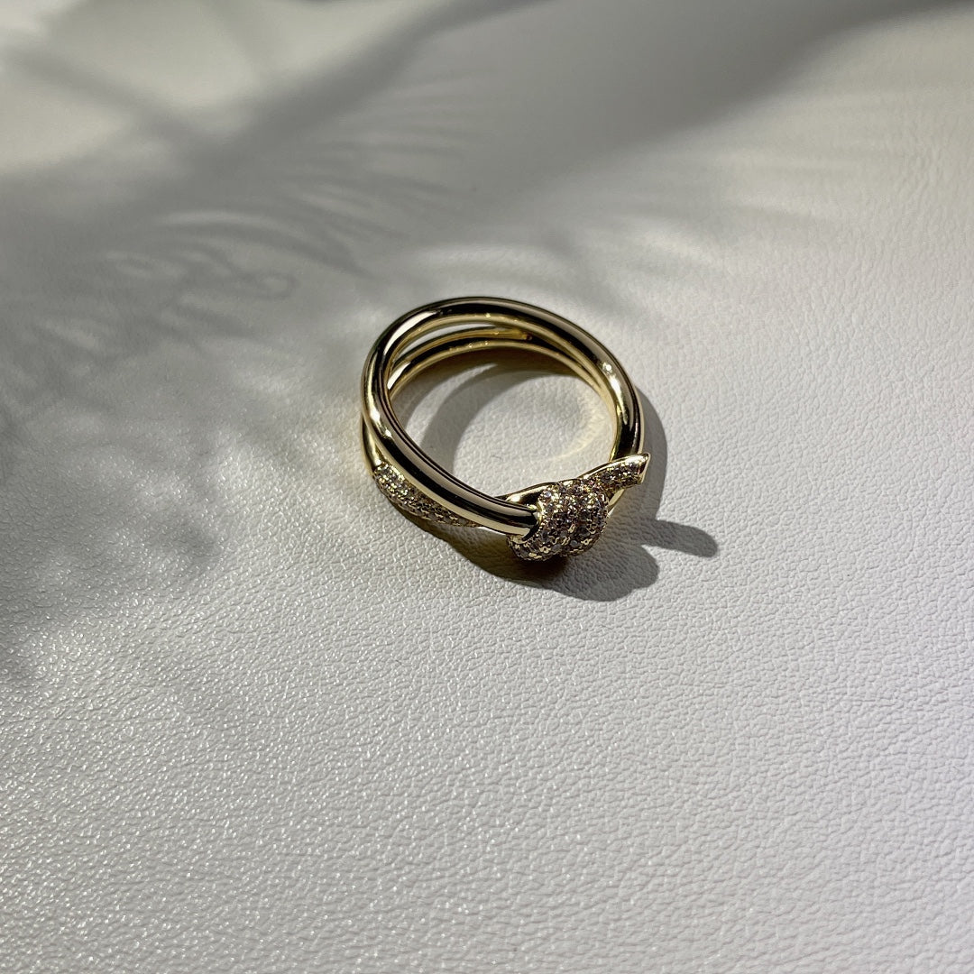 [Spark Jewels]KNOT RING DOUBLE ROW GOLD DIAMOND
