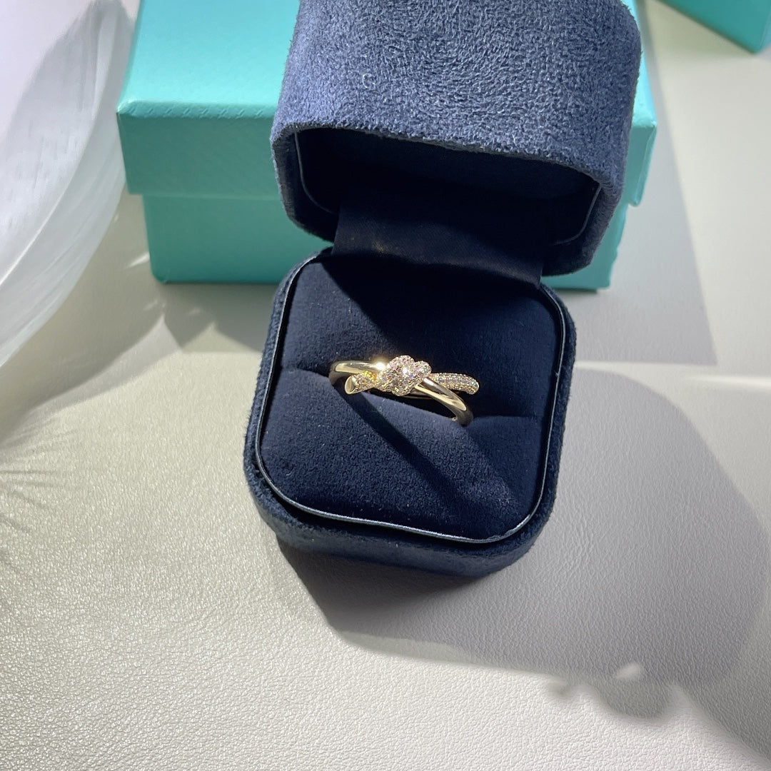 [Spark Jewels]KNOT RING DOUBLE ROW GOLD DIAMOND