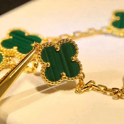 [⭐Spark] CLOVER 5 MOTIF MALACHITE BRACELET COLLECTION