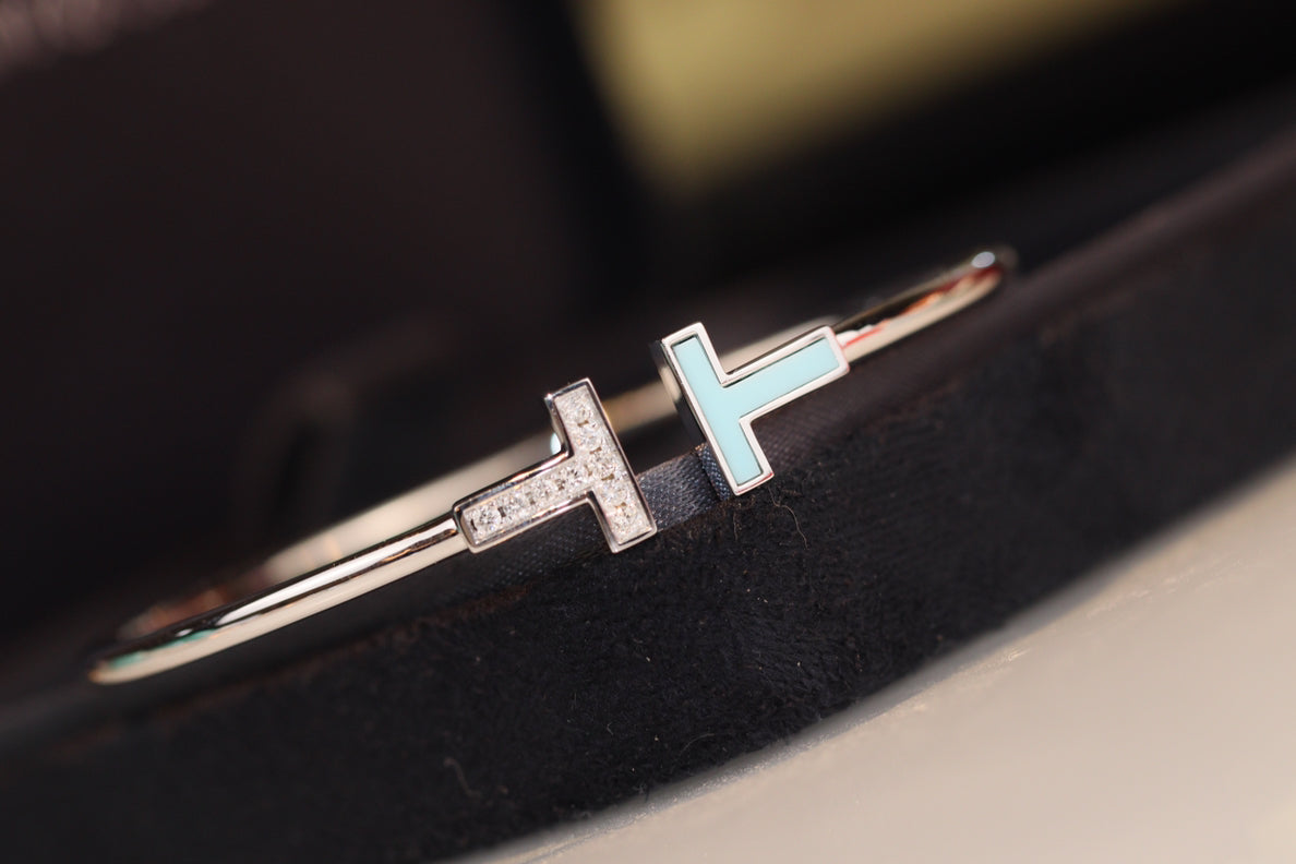 [Spark Jewels]T BRACELET 1.8MM TURQUOISE DIAMOND SILVER