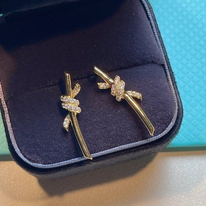 [Spark Jewels]KNOT EARRINGS GOLD DIAMOND