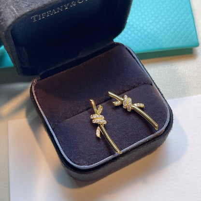 [Spark Jewels]KNOT EARRINGS GOLD DIAMOND