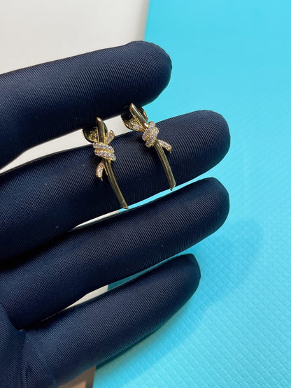 [Spark Jewels]KNOT EARRINGS GOLD DIAMOND