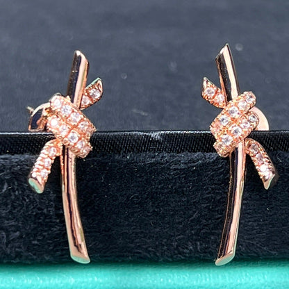 [Spark Jewels]KNOT EARRINGS PINK GOLD DIAMOND