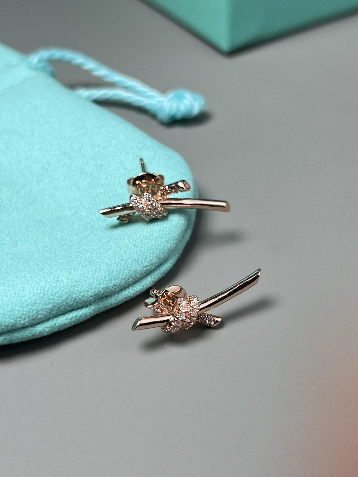 [Spark Jewels]KNOT EARRINGS PINK GOLD DIAMOND