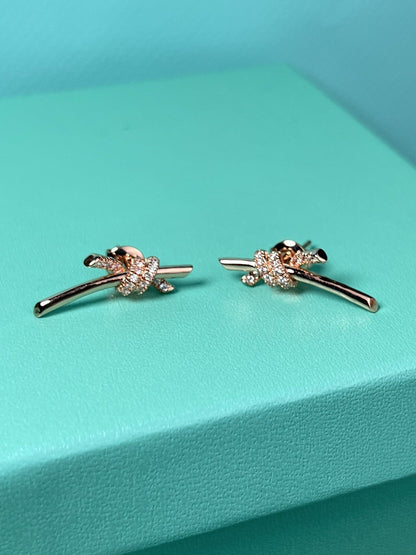 [Spark Jewels]KNOT EARRINGS PINK GOLD DIAMOND