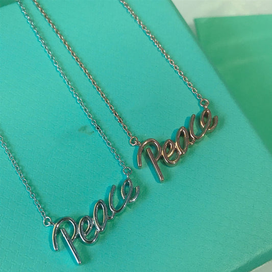 [Spark Jewels]PEACE TEXT PEDANT NECKLACE