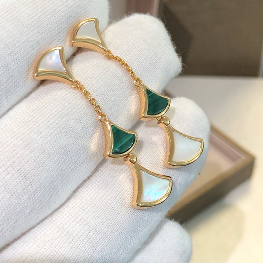 [⭐Aura]DREAM EARRINGS 3 MOTIFS MALACHITE MOP PINK GOLD