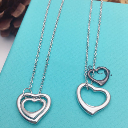[Spark Jewels]OPEN HEART SILVER NECKLACE