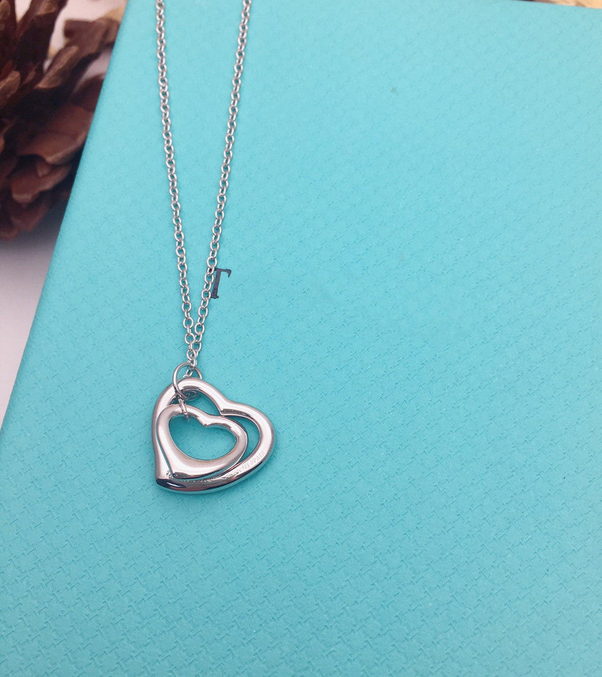 [Spark Jewels]OPEN HEART SILVER NECKLACE