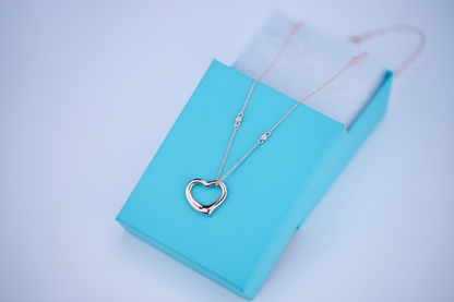 [Spark Jewels]OPEN HEART PEDANT PINK GOLD NECKLACE