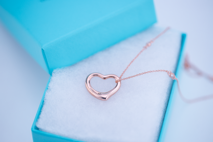 [Spark Jewels]OPEN HEART PEDANT PINK GOLD NECKLACE