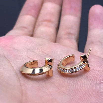 [Spark Jewels]T HOOP DIAMOND EARRINGS