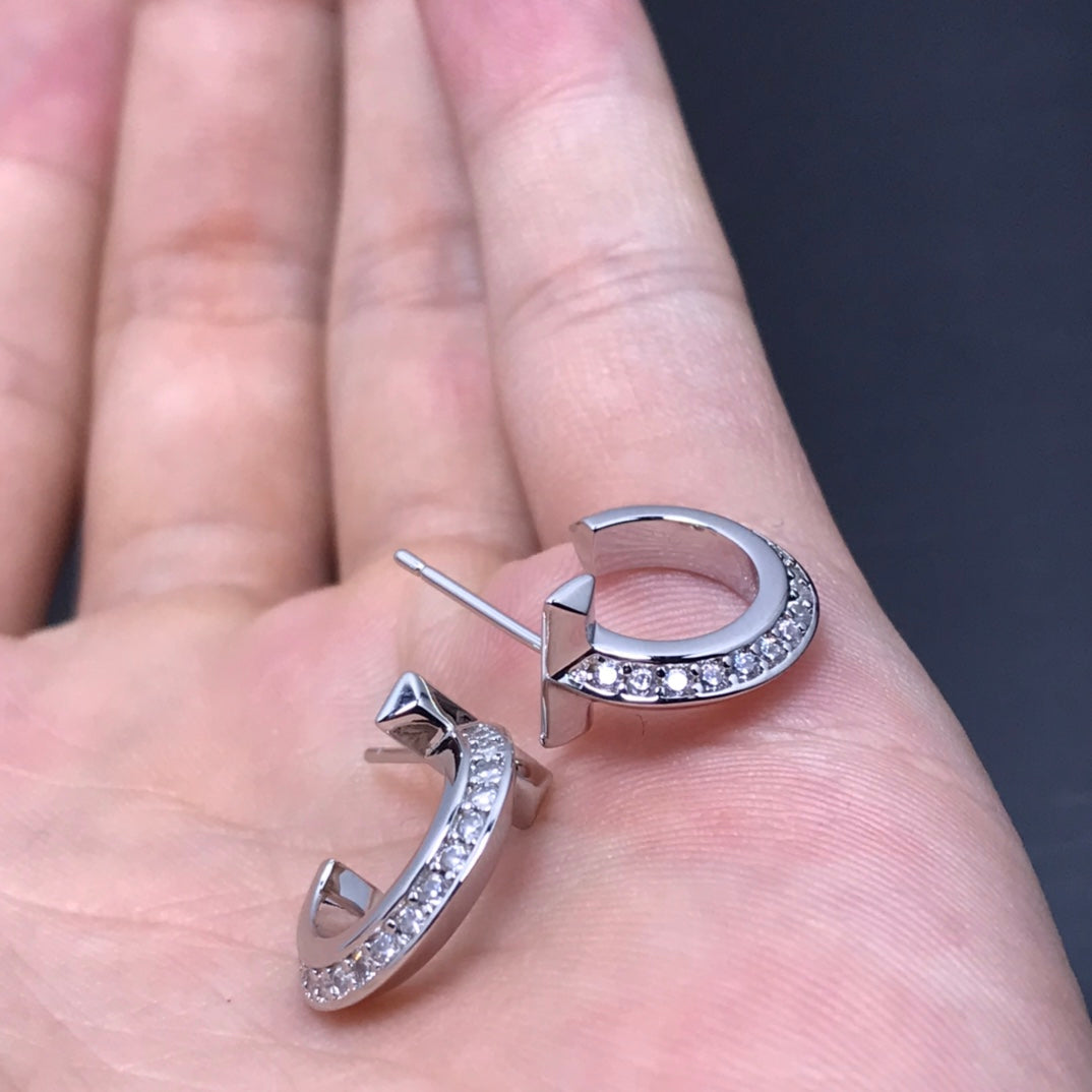 [Spark Jewels]T HOOP DIAMOND EARRINGS