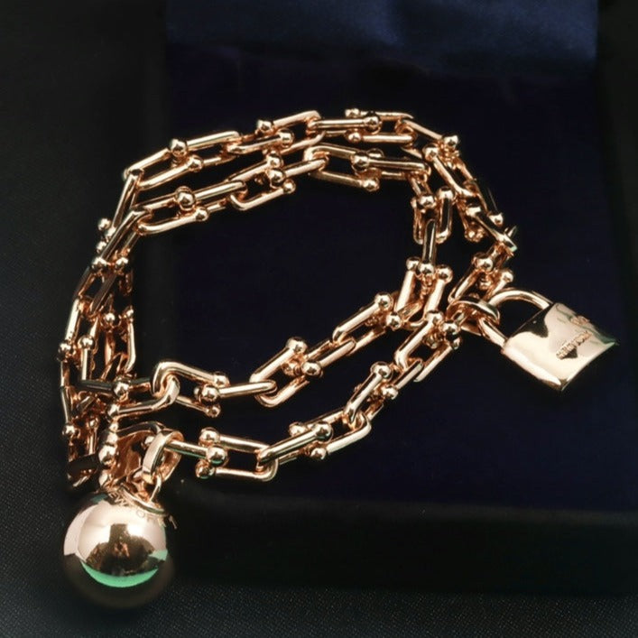 [Spark Jewels]HARDWEAR WRAP PINK GOLD BRACELET