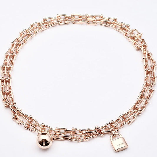 [Spark Jewels]HARDWEAR PINK GOLD WRAP NECKLACE