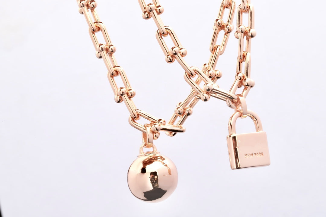 [Spark Jewels]HARDWEAR PINK GOLD WRAP NECKLACE