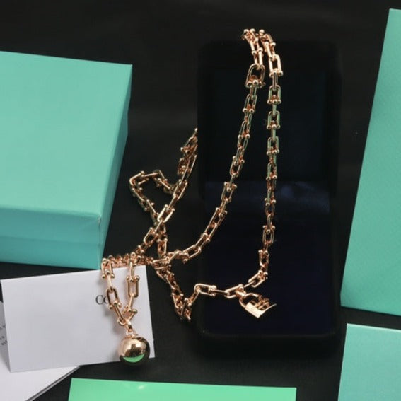 [Spark Jewels]HARDWEAR PINK GOLD WRAP NECKLACE