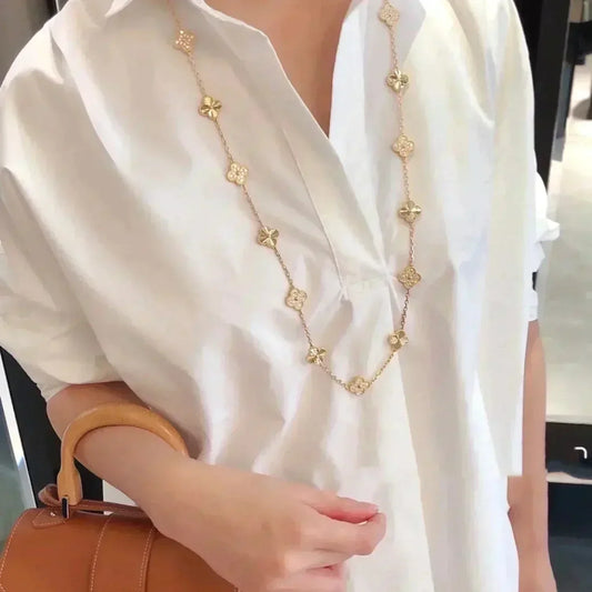 [⭐Aura]CLOVER 20 MOTIFS LASER DIAMOND NECKLACE