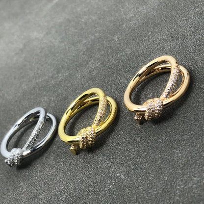 [Spark Jewels]KNOT RING DOUBLE ROW DIAMOND