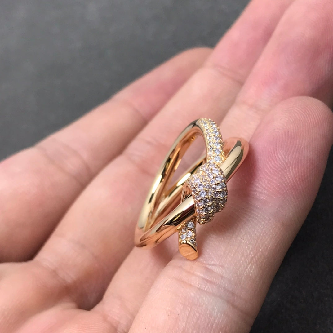 [Spark Jewels]KNOT RING DOUBLE ROW DIAMOND