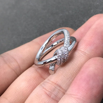 [Spark Jewels]KNOT RING DOUBLE ROW DIAMOND
