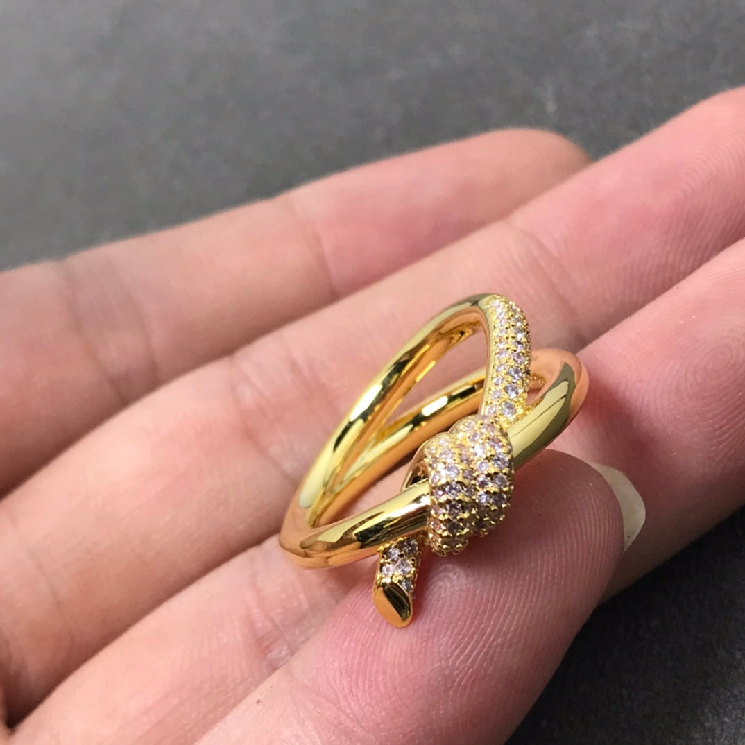 [Spark Jewels]KNOT RING DOUBLE ROW DIAMOND