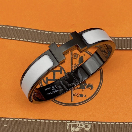 [⭐Aura]H BRACELET 12MM BLACK WHITE CERAMIC