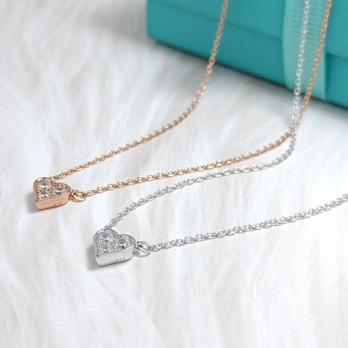 [Spark Jewels]HEART 3 DIAMONDS PEDANT NECKLACE