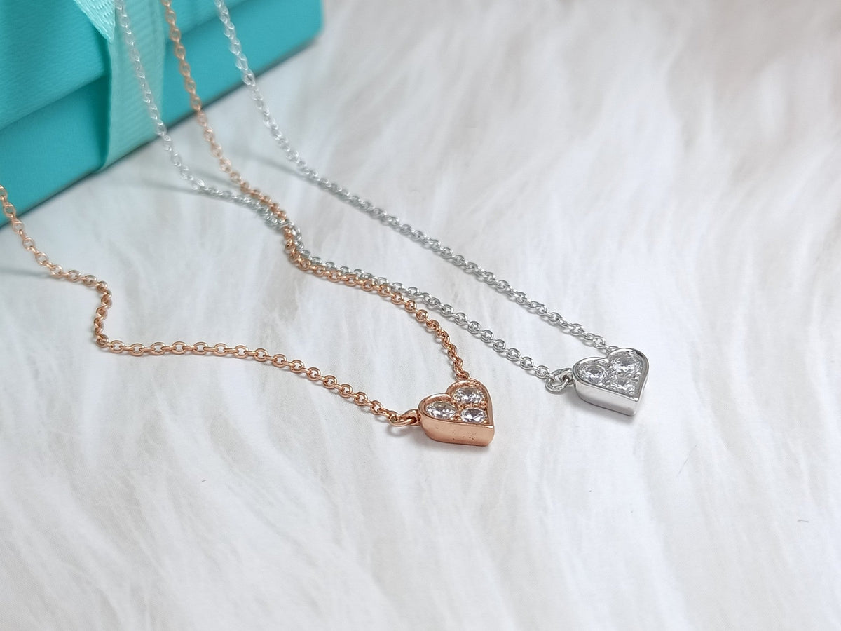 [Spark Jewels]HEART 3 DIAMONDS PEDANT NECKLACE