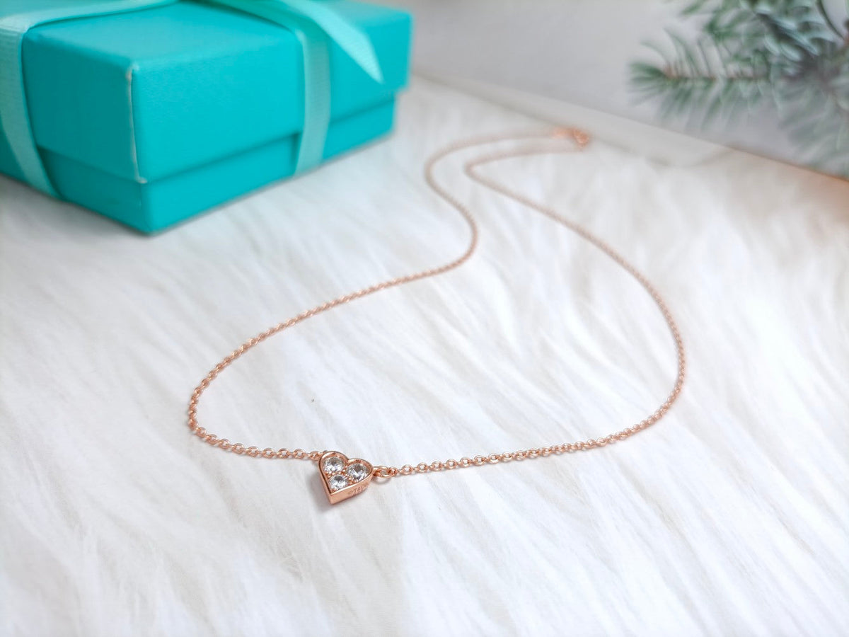 [Spark Jewels]HEART 3 DIAMONDS PEDANT NECKLACE