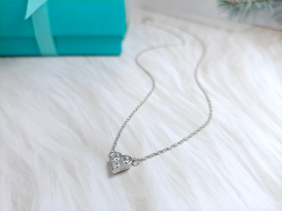 [Spark Jewels]HEART 3 DIAMONDS PEDANT NECKLACE