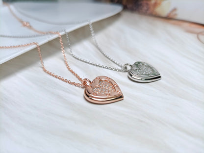 [Spark Jewels]HEART DIAMONDS PEDANT NECKLACE