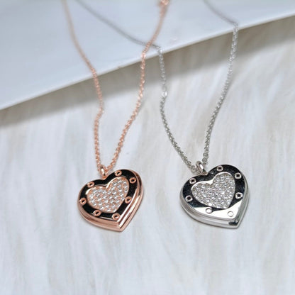 [Spark Jewels]HEART DIAMONDS PEDANT NECKLACE